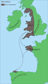 Mapa dos asentamentos britanos arredor do século VI