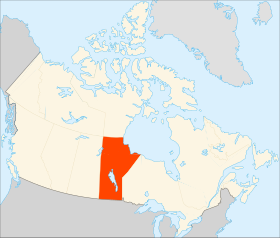 Mapa ning Canada a mika Manitoba highlighted