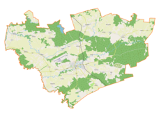 Mapa konturowa gminy Orneta, w centrum znajduje się punkt z opisem „Zamek biskupów warmińskich w Ornecie”