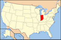 Indiana's location in the United States