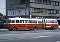 Rumunský kloubový autobus, sestavený ze dvou 706 RTO MEX, Bukurešť 1970