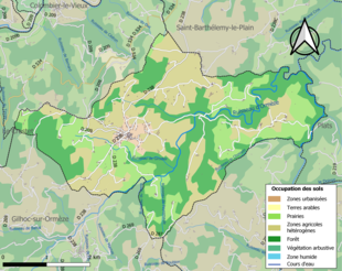 Carte en couleurs présentant l'occupation des sols.