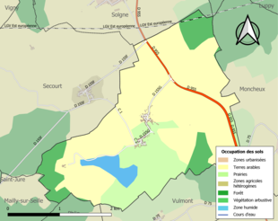 Carte en couleurs présentant l'occupation des sols.