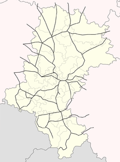 Mapa konturowa województwa śląskiego, po lewej znajduje się punkt z opisem „Rzeczyce Śląskie”