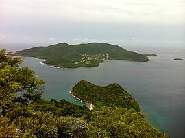 A view of Terre-de-Bas from Chameau Hill on Terre-de-Haut