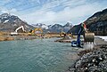 Escherkanal: Umleitung der Linth in die Aufweitung Chli Gäsitschachen am 24. Februar 2010.