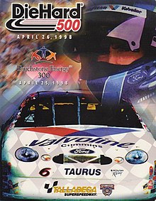 The 1998 DieHard 500 program cover, featuring Mark Martin.