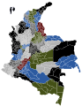 Map of the departments of Colombia with Municipalities.