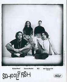 School of Fish, 1991. L-R: Michael Ward, Dominic Nardini, Michael Petrak, and Josh Clayton-Felt.