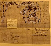 Hand-drawn chart made by Niebling circa 1963. Later published as pattern 418/43 "Filigrane Spitzenblüte" by Burda