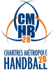 Logo comporte le sigle du club « CMHB28 » avec marqué en dessous sur deux lignes « Chartres Métropole Handball 28 ».