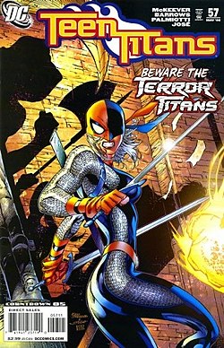 ראבאג'ר, כפי שהיא מופיעה על עטיפת החוברת Teen Titans Vol.3 #57 ממאי 2008, אמנות מאת אדי בארוז, חוליו פררה ורוד ריס.