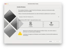 Assistente Boot Camp su macOS Big Sur